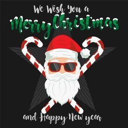 funny vector element of "merry christmas" lettering with a cool santa claus for your designs