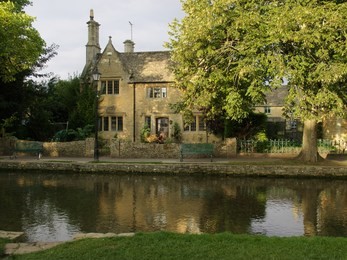 england, gloucestershire, cotswolds, town's scenery of bourton on the water