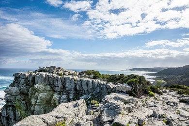 rocky ocean shore. cape of good hope, south africa.