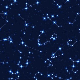 vector seamless pattern with zodiac signs constellation in the starry sky. aries, taurus, gemini, cancer, leo, virgo, libra, scorpio, sagittarius, capricorn, aquarius, pissces