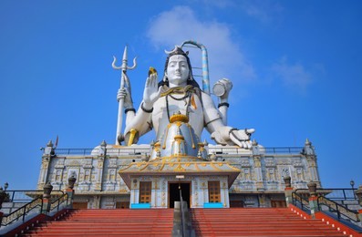 huge statue of lord shiva at char dham in namchi, sikkim.