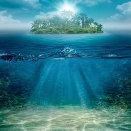 alone island in the ocean, abstract natural backgrounds