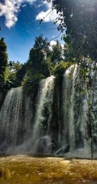 beautiful waterfalls at phnom kulen national park, siem ream cambodia. 