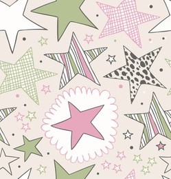 seamless ornate pattern with stars. starry hand drawn background. doodle beautiful template for prints, crafts, clothes, wallpapers
