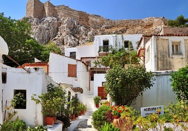 anafiotika is  part of old historical neighborhood plaka on  northern-east side of the acropolis hill, athens, greece.