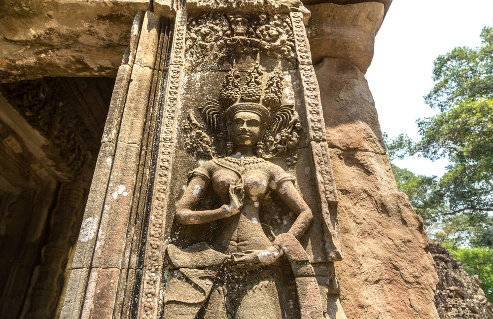 chau say tevoda temple ruins is khmer ancient temple in complex angkor wat in siem reap, cambodia in a summer day