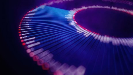 big data sphere visualization with text. hud wireframe mesh sphere with dot and lines. visual data infographics design. science technology. digital data. analysis of information.