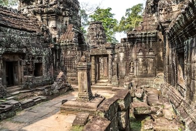 banteay kdei temple is khmer ancient temple in complex angkor wat in siem reap, cambodia in a summer day