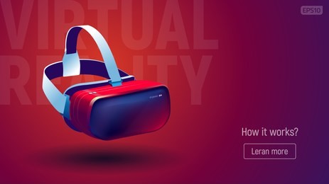 realistic virtual reality glasses on color gradient background. vr system. vector eps10.