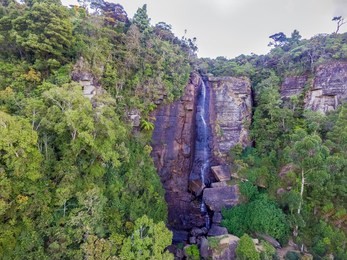 lover's leap waterfall, nuwara eliya, sri lanka. hike to this small, scenic waterfall also offers sweeping views of tea plantations