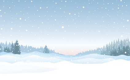 christmas morning background. snow winter landscape. merry christmas snowy skyline. winter nature holiday snowfall view.