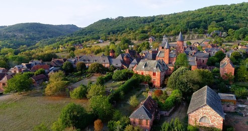 french village in aerial view, collonges france