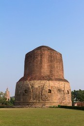 dhamekh stupa at sarnath, varanasi, india.