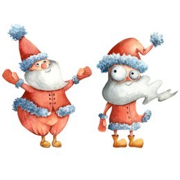 watercolor illustration of santa claus. 