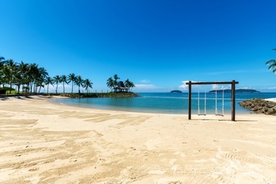 tanjung aru beach in kota kinabalu sabah malaysia borneo.