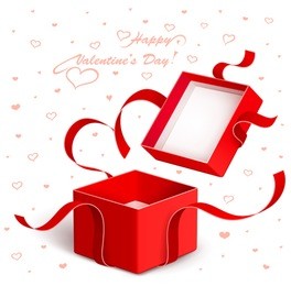 open gift box with red ribbon