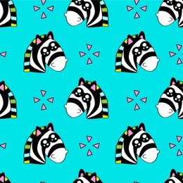 cute kids zebra pattern for girls and boys. colorful zebra, stars on the abstract background create a fun cartoon drawing. the pattern is made in neon colors. urban zebra pattern for textile, fabric