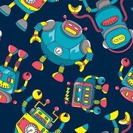 seamless monster robots vector design