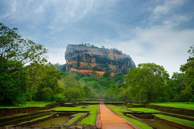 sigiriya. lion's rock. place with a large stone and ancient rock fortress and palace ruin. sri lanka