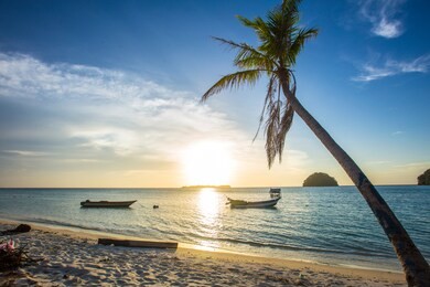 sunset at mantanani island in kota kinabalu, malaysia