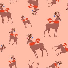 seamless childish pattern with cute deer in the scarf. creative kids texture for fabric, wrapping, textile, wallpaper, apparel.