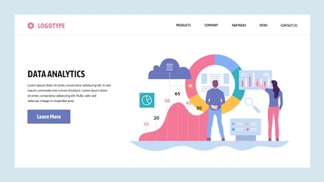 vector web site gradient design template. data analytics, dashboard and business finance report. landing page concepts for website and mobile development. modern flat illustration