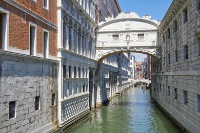 bridge of sighs in a sunny summer day in venice, italy