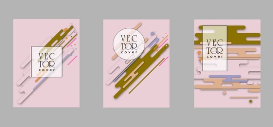 covers templates set with bauhaus, memphis and hipster style graphic geometric elements. applicable for placards, brochures, posters, covers and banners.