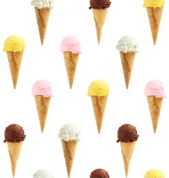 seamless background of assorted ice cream cones