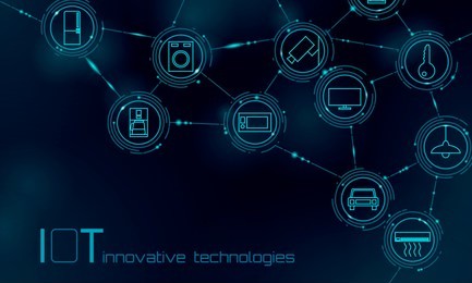 internet of things icon innovation technology concept. smart city wireless communication network iot ict. home intelligent system automation industry 4.0 modern ai computer online vector illustration