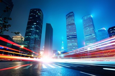 shanghai lujiazui finance and trade zone of the modern city night background