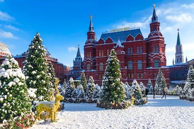 christmas in moscow. manezhnaya square decorated for the new year