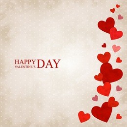 vector illustration by valentine's day with red hearts on a vintage background