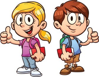 school kids. vector clip art illustration with simple gradients. all in a single layer.