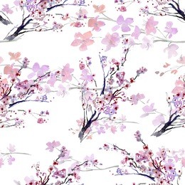 white  flowers. pattern. watercolor