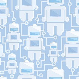 network of robots seamless pattern background