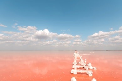 living coral lake stairs. color of the year  2019. living coral. 