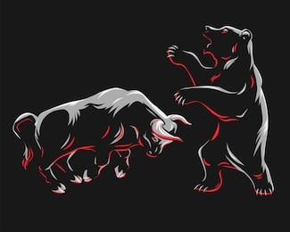 bear and bull isolated on white background.stock market elements.vector illustration.