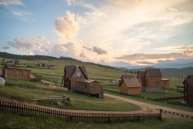 near sunset view at the village on the lake baikal, siberia