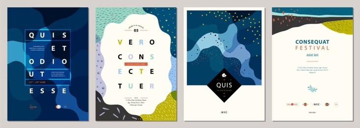 set of abstract creative universal artistic templates. good for poster, card, invitation,  flyer, cover, banner, placard, brochure and other graphic design. vector illustration.