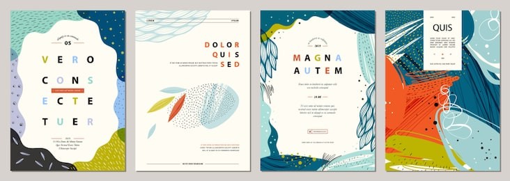 set of abstract creative universal artistic templates. good for poster, card, invitation, flyer, cover, banner, placard, brochure and other graphic design. vector illustration.