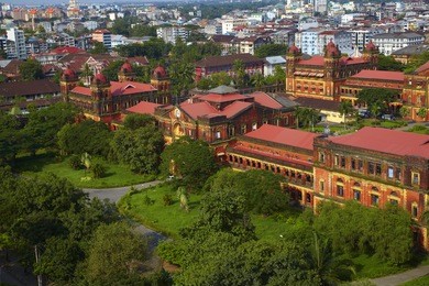 old colonial palace in yangon, myanmar.