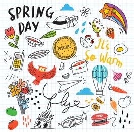 set of cute doodles background