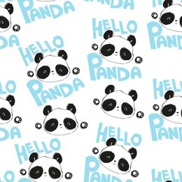 cute panda illustration vector. panda baby seamless. pattern. fabric design. 