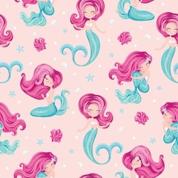cute little mermaid pattern for kids fashion artwork, children books, paper, prints, greeting cards, wallpapers.