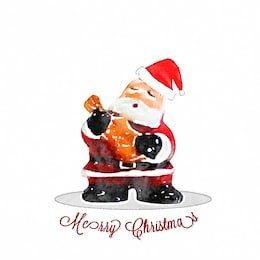 merry christmas watercolors cute santa claus on white background. hand drawn.