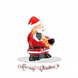merry christmas watercolors cute santa claus on white background. hand drawn.
