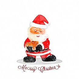 merry christmas watercolors cute santa claus on white background. hand drawn.