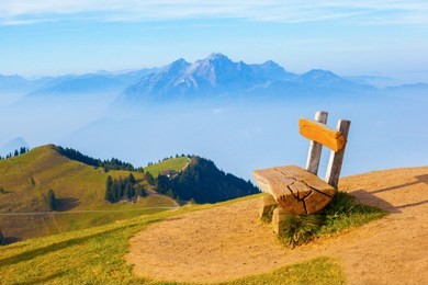 lucerne scenery- rigi mountain on oct 2018 in lucerne, switzerland.