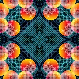 seamless pattern handkerchief design. glitched print with geometric grids and gradient spheres. watercolor effect. suitable for bed linen, napkins, bandanna and fashion industry.
